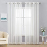 MIULEE Ivory Solid Sheer Curtains Elegant Grommet Window Voile Panels Drapes Treatment 2 Panels - Miulee
